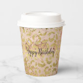 Gobelets En Papier Empreinte de léopard rose Gold (Recto)