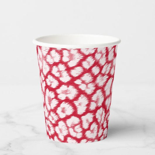 Gobelets En Papier Empreinte de léopard rouge et blanc (Recto)
