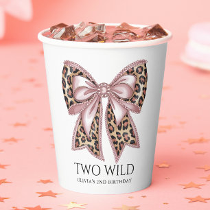 Gobelets En Papier Empreinte de léopard Two Wild Bow 2e anniversaire
