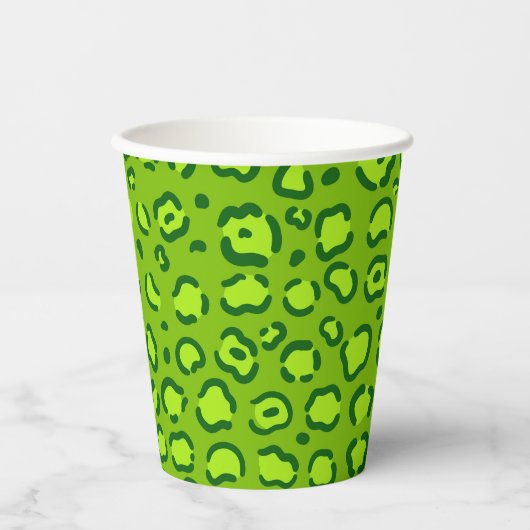Gobelets En Papier Empreinte de léopard vert (Recto)