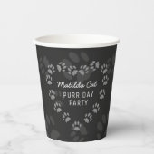 Gobelets En Papier Empreinte de patte Purr Day Chat Anniversaire Coup (Recto)