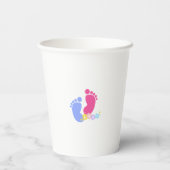 Gobelets En Papier Empreintes de bébé rose et bleu (Verso)