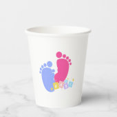 Gobelets En Papier Empreintes de bébé rose et bleu (Recto)