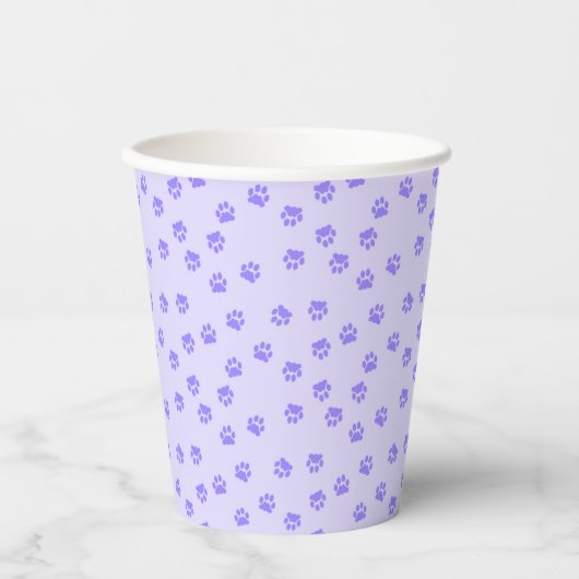 Gobelets En Papier Empreintes de patte violettes (Recto)