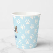 Gobelets En Papier Empreintes de pattes bleus de fête d'anniversaire  (Gauche)