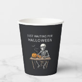 Gobelets En Papier "En attente d'Halloween | Drôle Squelette (Recto)