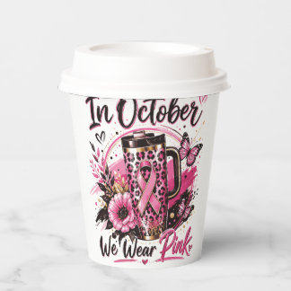 Gobelets En Papier En Octobre Nous Portons un Citrouille Rose