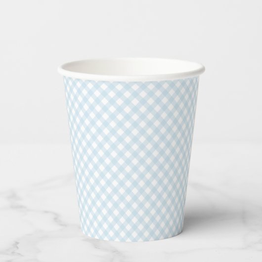 Gobelets En Papier En vichy bleu mignon baby shower simple (Verso)