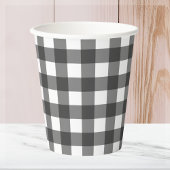 Gobelets En Papier En vichy de plaid noir et blanc