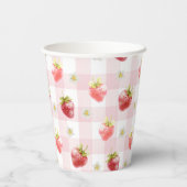 Gobelets En Papier En vichy Plat rose fraise (Verso)