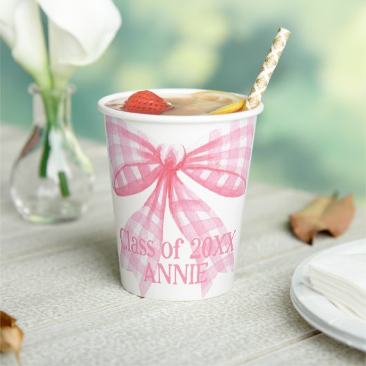 Gobelets En Papier En vichy rose Coquette Bow (Insitu)