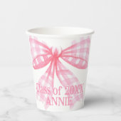 Gobelets En Papier En vichy rose Coquette Bow (Recto)