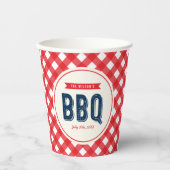 Gobelets En Papier En vichy rouge et BBQ d'été bleu (Recto)