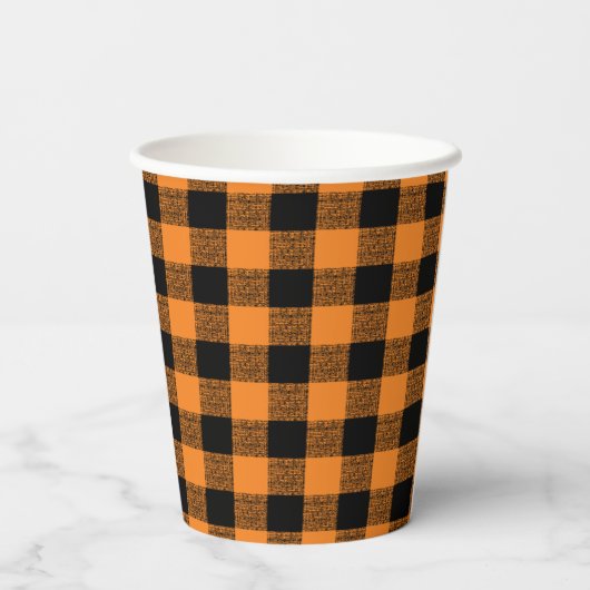Gobelets En Papier en vichy vérifier Orange Black Paper Cup (Verso)