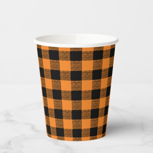 Gobelets En Papier en vichy vérifier Orange Black Paper Cup (Gauche)