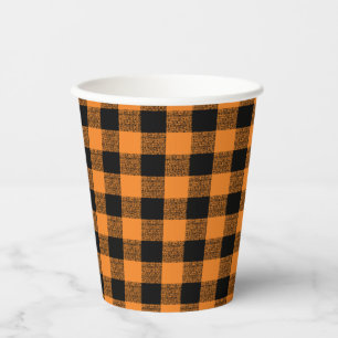 Gobelets En Papier en vichy vérifier Orange Black Paper Cup