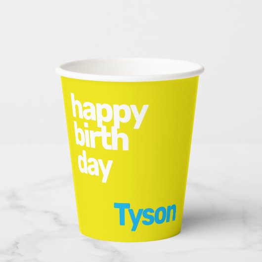 Gobelets En Papier enfant fête heureux anniversaire minimum (Recto)