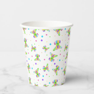 Gobelets En Papier enfants arc-en-ciel chien chiot pois couleurs vive