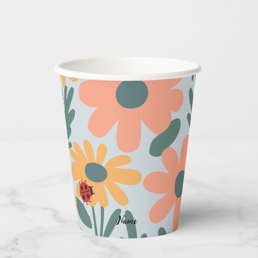 Gobelets En Papier Enfants Cute Ladybug Polka dot Daisy Flower Motif (Recto)
