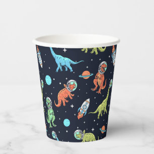 Gobelets En Papier Enfants Dinosaur Astronaut Motif