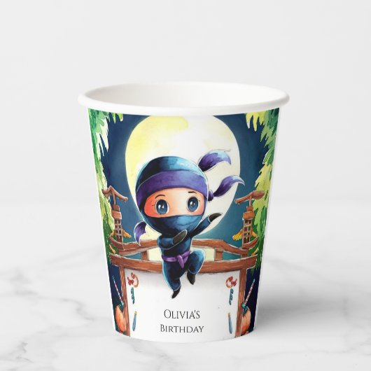 Gobelets En Papier Enfants espions Ninja Anniversaire (Recto)