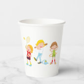 Gobelets En Papier Enfants Jouant Au Sport (Recto)