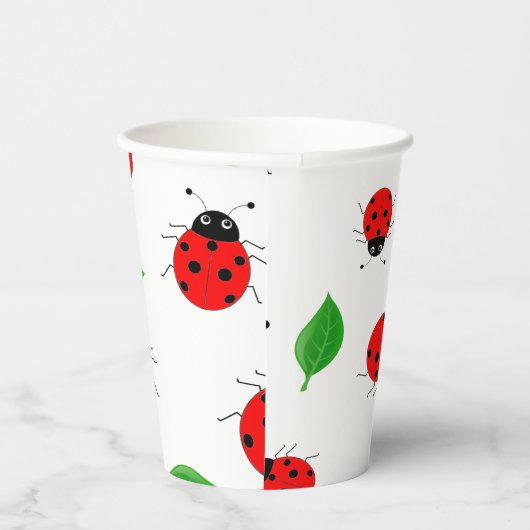 Gobelets En Papier Enfants mignonne Rouge coccinelle et vert quitter (Droite)