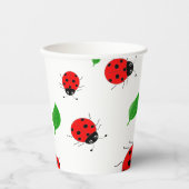 Gobelets En Papier Enfants mignonne Rouge coccinelle et vert quitter (Recto)