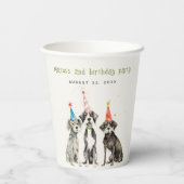 Gobelets En Papier Enfants mignons Aquarelle Chien mou Fête d'anniver (Verso)