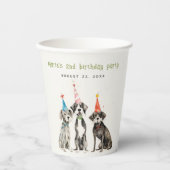 Gobelets En Papier Enfants mignons Aquarelle Chien mou Fête d'anniver (Recto)