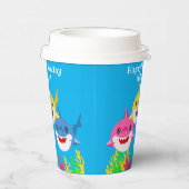 Gobelets En Papier Enfants requin jaune et famille fête d'anniversair (Droite)