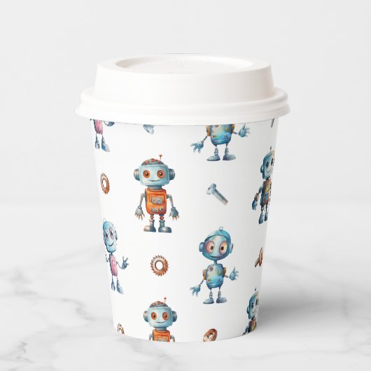 Gobelets En Papier Enfants robots mignons (Gauche)