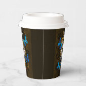 Gobelets En Papier Engrenages à vapeur et papillons bleus (Droite)