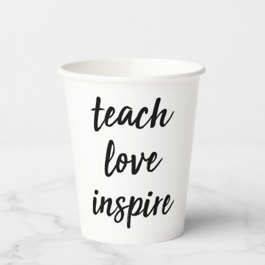 Gobelets En Papier Enseigner l'inspiration d'amour | Phrase inspirant (Gauche)