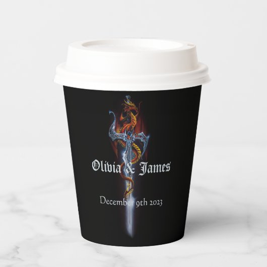 Gobelets En Papier Épée Dragon Rouge (Recto)