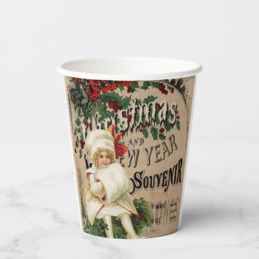 Gobelets En Papier Ephemera Noël Nouvel An Poster Souvenir (Verso)