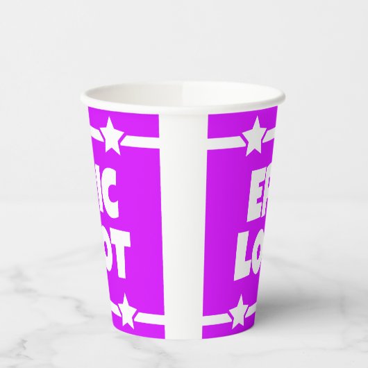Gobelets En Papier Epic Loot Gamer Neon Purple Star Text Slogan (Gauche)