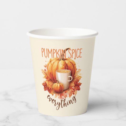 Gobelets En Papier Épices citrouilles - Foliage de fin et d'automne (Recto)