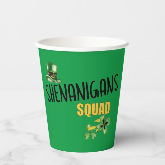 Gobelets En Papier Équipe de la Saint-Patrick de Shenanigans Squad (Recto)