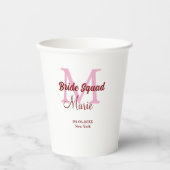 Gobelets En Papier Équipe de mariée ajoutez nom monogramme demoiselle (Recto)