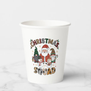 Gobelets En Papier Équipe de Noël Santa Gnomes Bonshommes de neige Lé