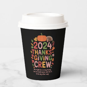Gobelets En Papier Équipe de Thanksgiving en famille 2024 Dinde Corre