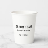 Gobelets En Papier Équipe du marié garçon d'honneur nom date enterrem (Verso)