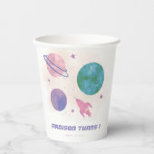 Gobelets En Papier Espace extra-atmosphérique Galaxie Planète Fille 1 (Recto)