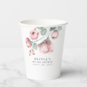 Gobelets En Papier Etanche Rose Duisière Fleurs d'Aquarelle Elégante  (Recto)