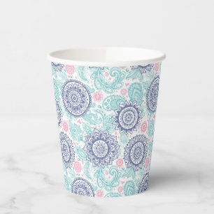 Gobelets En Papier Ethnic Paisley Motif