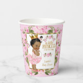 Gobelets En Papier Ethnic Princess Baby shower rose or Rose Floral (Verso)