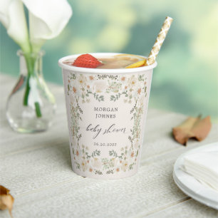 Gobelets En Papier Étiquettes de cadeau de shower de mariage élégante