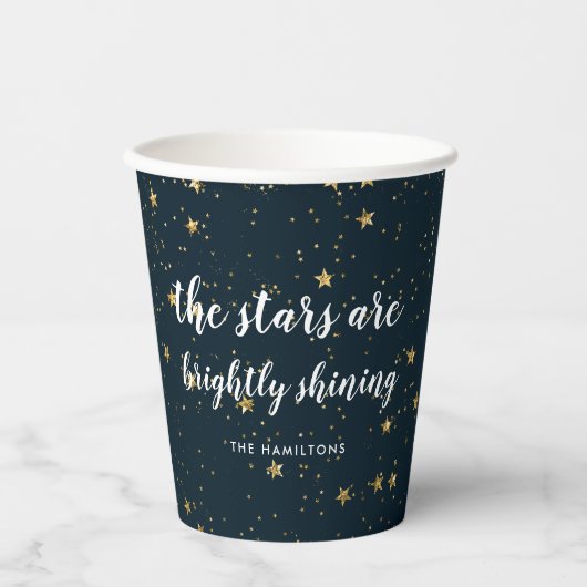 Gobelets En Papier Étoile de Noël | Brillant (Recto)