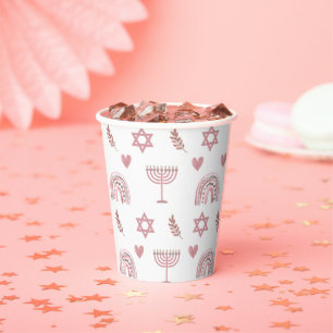Gobelets En Papier Etoile rose de David Hanoukka